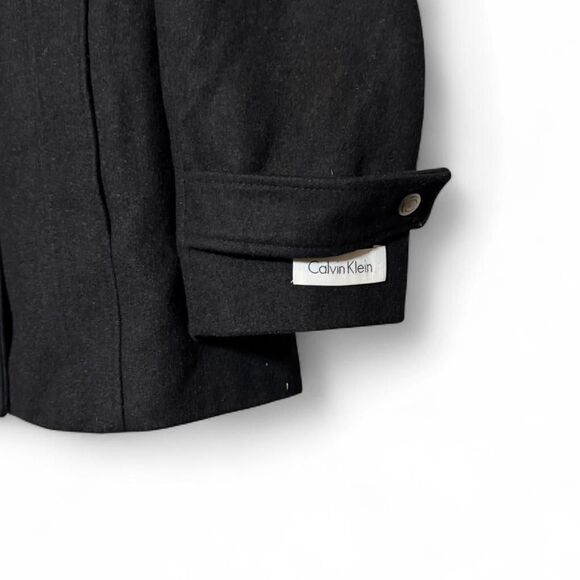 Calvin Klein Black Wool Blend Long Coat Size 10 Winter Fall - Picture 2 of 8
